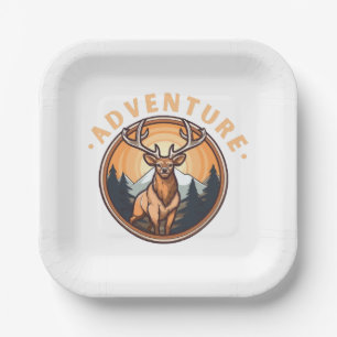 Assiettes En Carton Cerf - Faune - Camping - Aventure