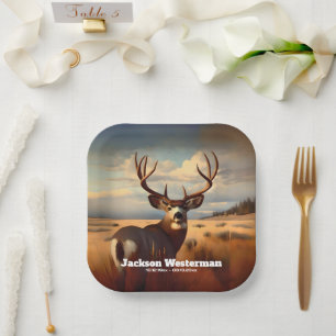 Assiettes En Carton Cerf Mule sur Prairie Mémorial