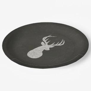 Assiettes En Carton Cerfs communs avec le dessin de craie