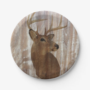 Assiettes En Carton Cerfs communs primitifs occidentaux en bois de