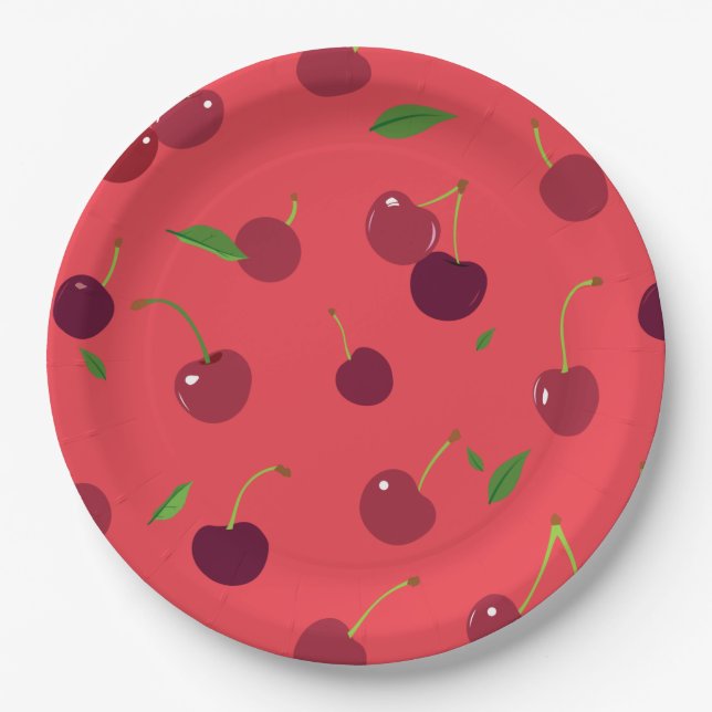 Assiettes En Carton Cerise 5 (Devant)