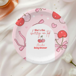 Assiettes En Carton Cerise sur le Baby shower supérieur