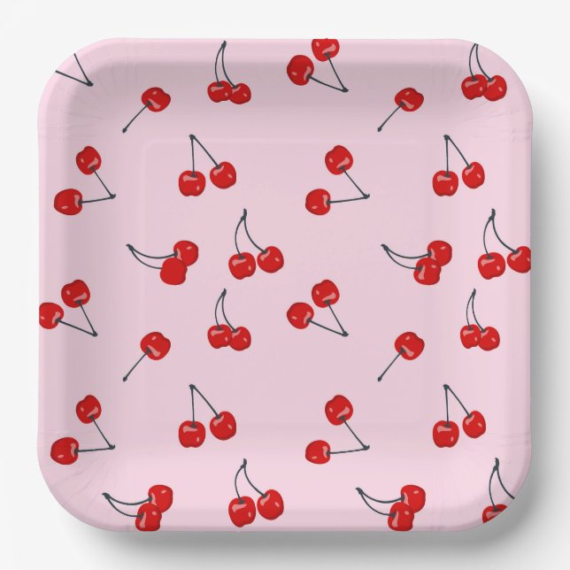 Assiettes En Carton Cerises  (Recto)