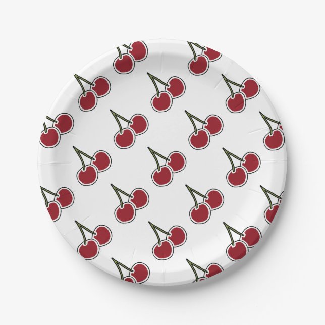Assiettes En Carton Cerises (Devant)