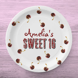 Assiettes En Carton Cerry Sweet 16 Soirée personnalisée