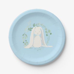Assiettes En Carton Certains lapin Anniversaire bleu