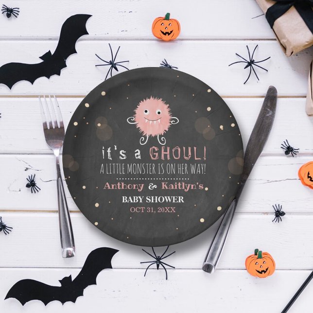 Assiettes En Carton C'est A Ghoul ! Baby shower d'Halloween de Little  (Créateur téléchargé)