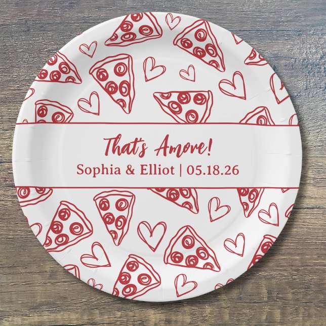 Assiettes En Carton C'est Amore Hand Drawn Pizza Party Chic Mariage (Créateur téléchargé)