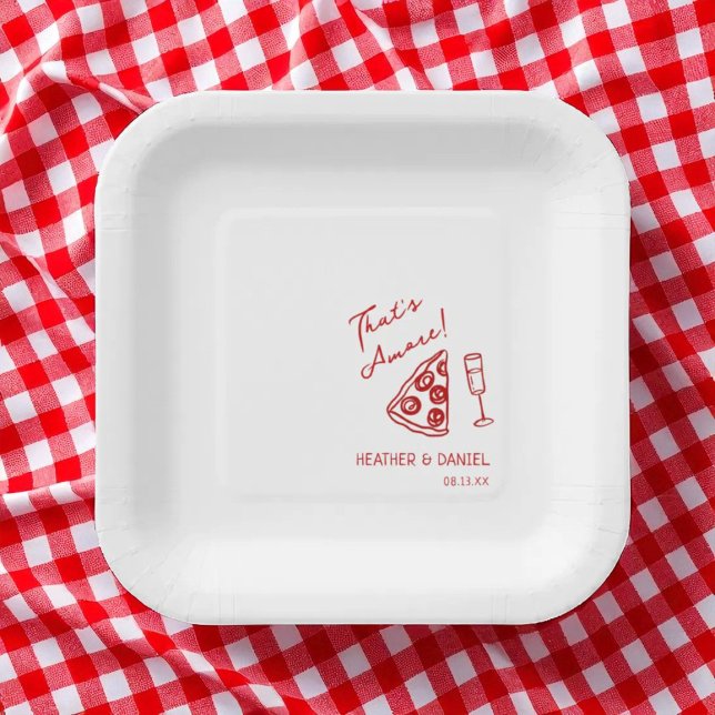 Assiettes En Carton C'est Amore Mariage Italie Pizza Party Pizza Bar (Créateur téléchargé)