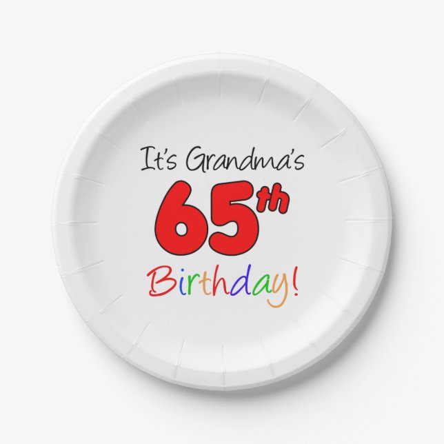 Assiettes En Carton C'est la 65e fête de grand-mère (Devant)