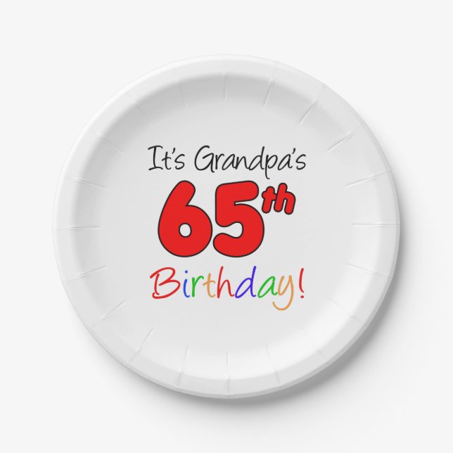 Assiettes En Carton C'est la 65e fête de papy (Devant)