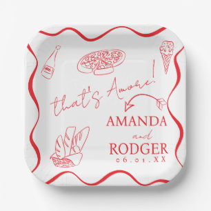 Assiettes En Carton C'est l'Amore Italian Doodles Mariage