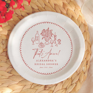 Assiettes En Carton C'est l'Amour Réception de Mariage Pizza & Vin