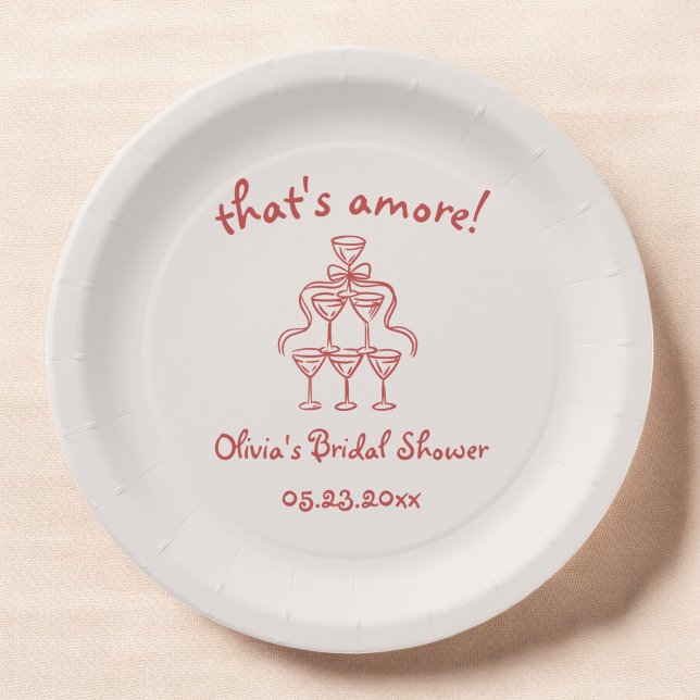 Assiettes En Carton C'est l'Amour Vaisselle de Fête de Mariage Italien (Créateur téléchargé)