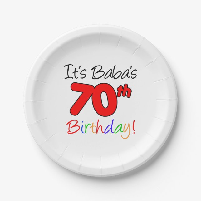 Assiettes En Carton C'est le 70ème anniversaire de Baba (Devant)