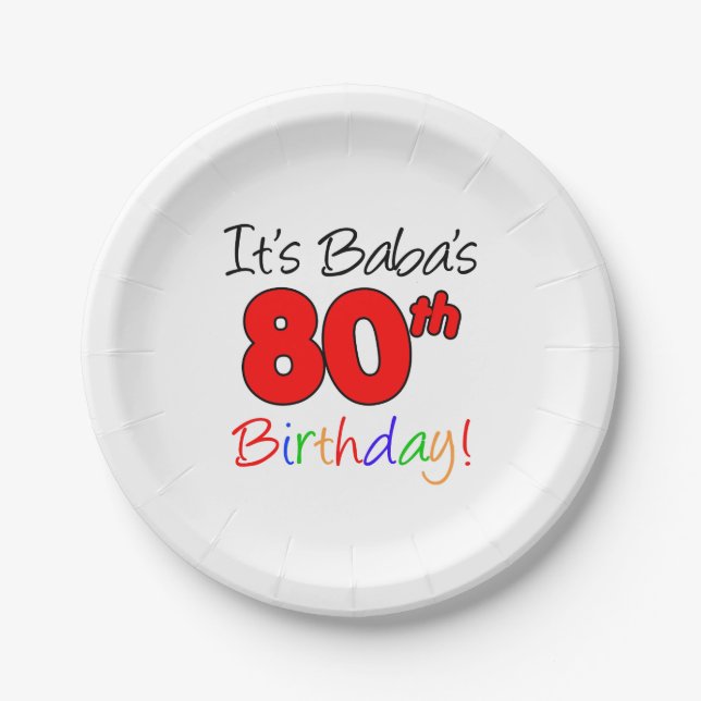 Assiettes En Carton C'est le 80ème anniversaire de Baba (Devant)