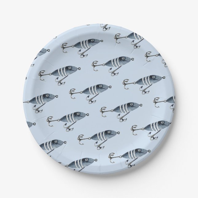 Assiettes En Carton C'est O'fish Fishing Boy Anniversaire (Devant)