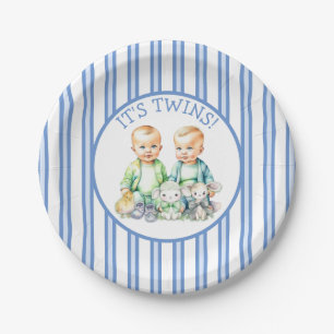 Assiettes En Carton C'est Twins ! Baby shower jumeaux garçon mignon