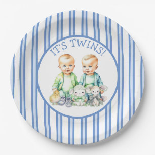Assiettes En Carton C'est Twins ! Baby shower jumeaux garçon mignon
