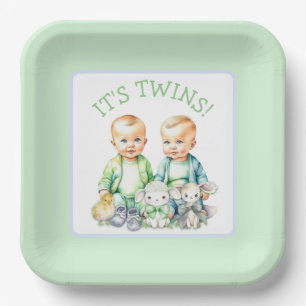 Assiettes En Carton C'est Twins ! Baby shower jumeaux garçon mignon