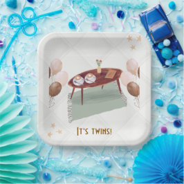 Assiettes En Carton C'est Twins Coffee Baby shower à thème