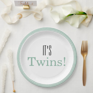 Assiettes En Carton C'est Twins ! Plaques de papier à Baby shower vert
