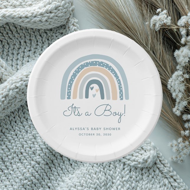 Assiettes En Carton C'est un Baby shower arc-en-ciel Boy Boho (Créateur téléchargé)