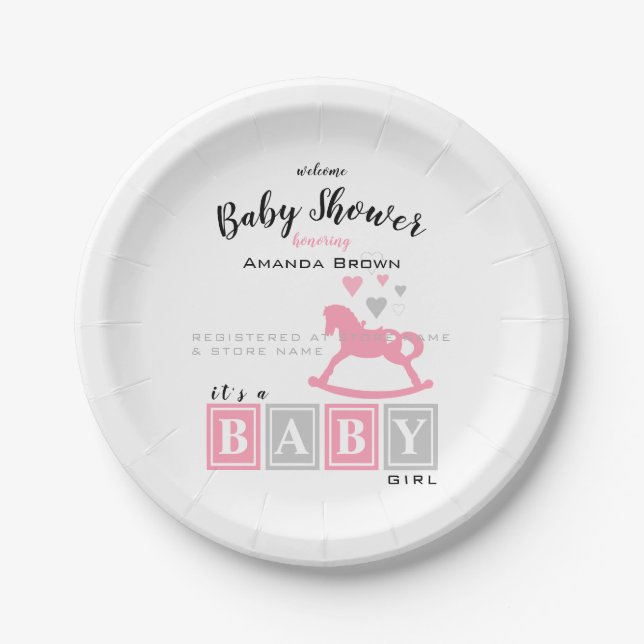Assiettes En Carton C'est un Baby shower de fille (Devant)