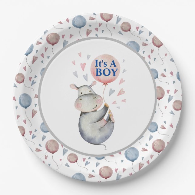 Assiettes En Carton C'est un Baby shower de garçon (Devant)