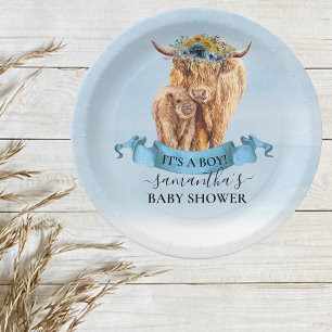 Assiettes En Carton C'est un Baby shower de vache de Boy Blue Highland
