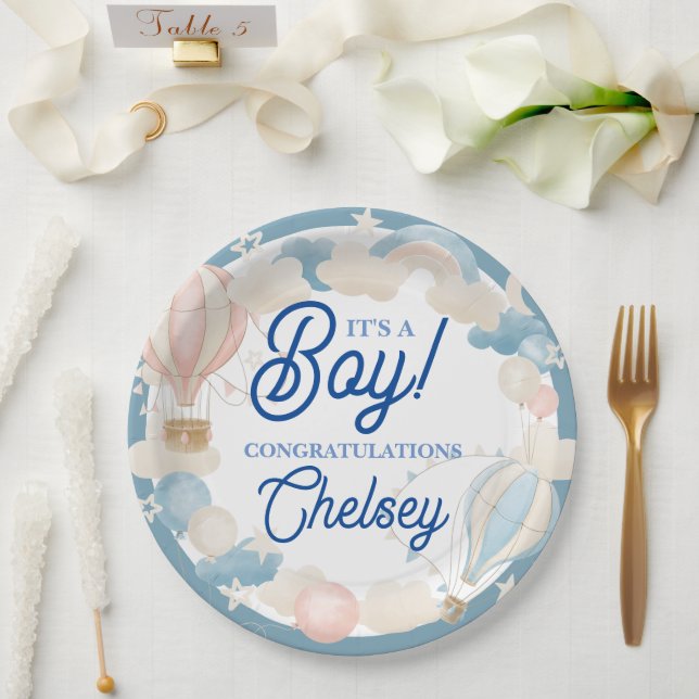 Assiettes En Carton C'est un Baby shower garçon Invitation (Mariage)