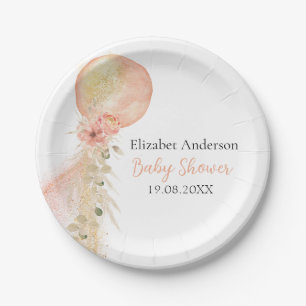 Assiettes En Carton C'est un Eucalyptus à Balloon rose Fille
