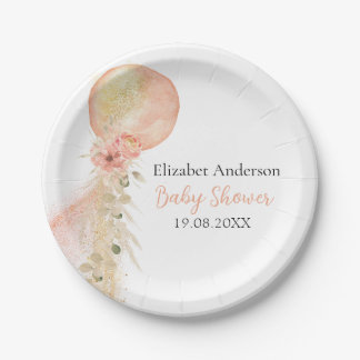 Assiettes En Carton C'est un Eucalyptus à Balloon rose Fille