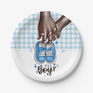 Assiettes En Carton C'est un garçon Baby shower Blue Boy Chaussures