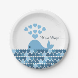 Assiettes En Carton C'est un garçon ! Baleine mignonne