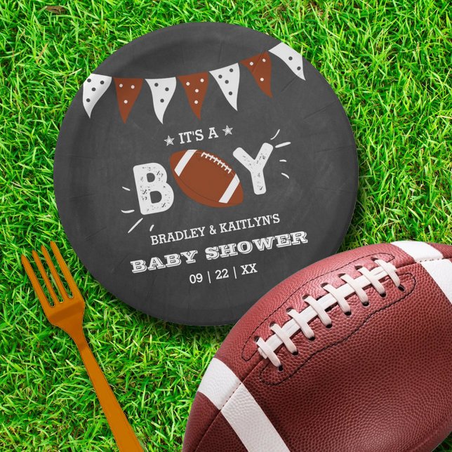 Assiettes En Carton C'est un garçon ! Football Thème Co-ed Baby shower (Créateur téléchargé)