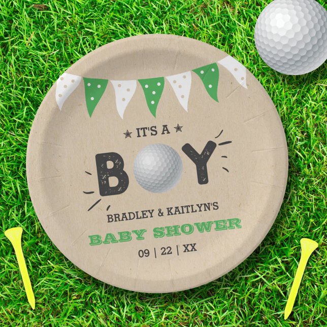 Assiettes En Carton C'est un garçon ! Golf Thème Co-ed Baby shower (Créateur téléchargé)