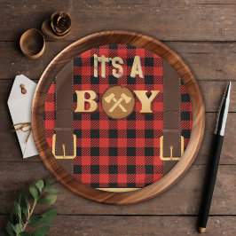 Assiettes En Carton C'est un garçon Rustic Lumberjack Flannel Baby sho