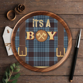 Assiettes En Carton C'est un garçon Rustic Lumberjack Flannel Baby sho