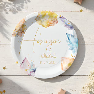 Assiettes En Carton C'est un Gem Birthday Crystals de l'aquarelle du g