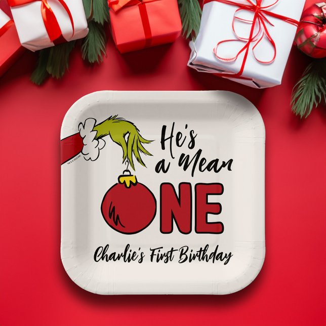 Assiettes En Carton C'est un Méchant | Anniversaire Grinch (Plate on table)