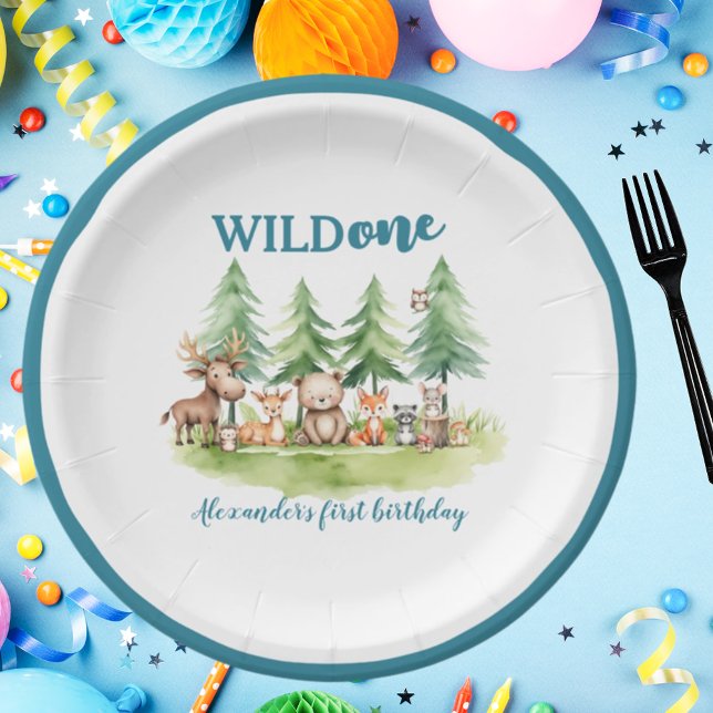 Assiettes En Carton C'est un sauvage - Animaux des bois 1er anniversai (Créateur téléchargé)