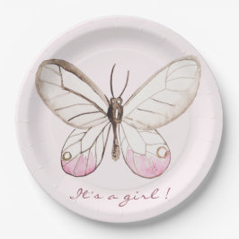 Assiettes En Carton C'est une fille ! Papillon doux | Babyshower