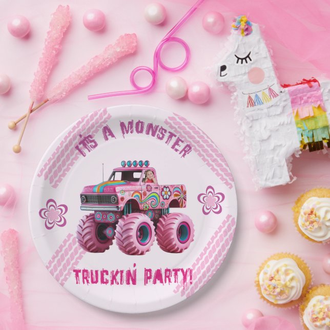 Assiettes En Carton C'est une photo personnalisée du Monster Truckin'  (Fête)