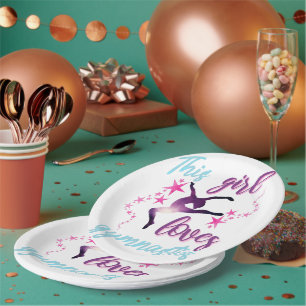 Assiettes En Carton Cette Fille Aime La Gymnastique Étoiles Leap