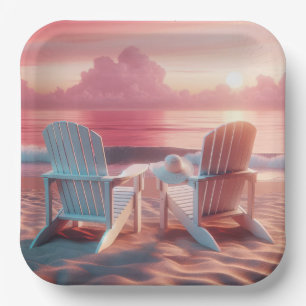 Assiettes En Carton Chaises Adirondack En Coucher De Soleil Rose