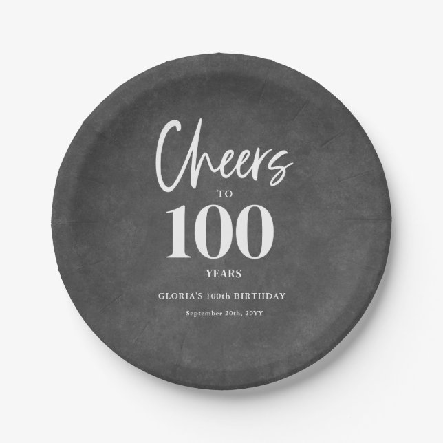 Assiettes En Carton Chalet Floral blanc encourage au 100e anniversaire (Devant)