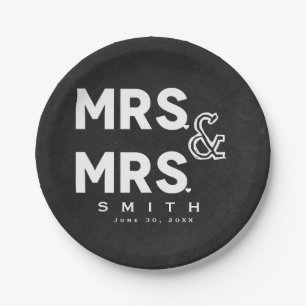 Assiettes En Carton Chalk Chalkboard M. & MR Fiançailles Mariage gay