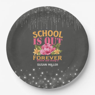 Assiettes En Carton Chalkboard amusant enseignant Floral Retraite