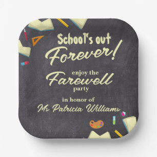 Assiettes En Carton Chalkboard Farewell Retraité Teacher Party